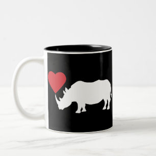 White-Rhino-With-Heart Two-Tone Coffee Mug