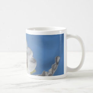 White Rhododendron with Burgundy Coffee Mug
