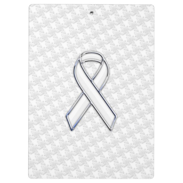 White Ribbon Awareness Applique on Houndstooth Clipboard (Back)