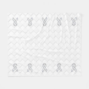 White Ribbon Awareness Checkers Style Fleece Blanket