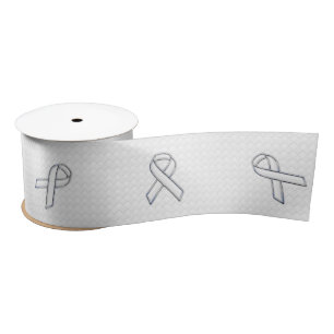 White Ribbon Awareness Checkers Style Satin Ribbon