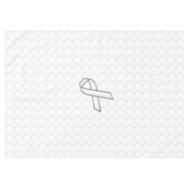 White Ribbon Awareness Checkers Style Tablecloth (Front (Horizontal))