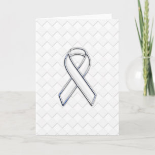 White Ribbon Awareness on Checkers Print Card