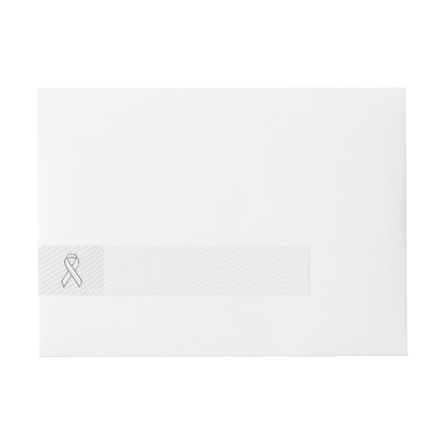 White Ribbon Awareness on Houndstooth Print Wraparound Address Label (Front)