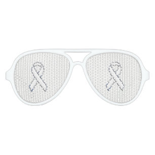 White Ribbon Awareness on Vertical Stripes Aviator Sunglasses