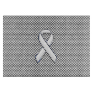 White Ribbon Awareness White Carbon Fibre Print Cutting Board