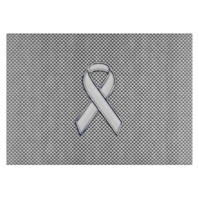 White Ribbon Awareness White Carbon Fibre Print Cutting Board (Front)