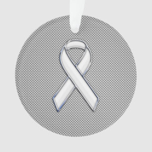 White Ribbon Awareness White Carbon Fibre Print Ornament