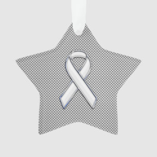 White Ribbon Awareness White Carbon Fibre Print Ornament