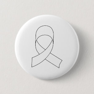 White Ribbon Drawing 6 Cm Round Badge