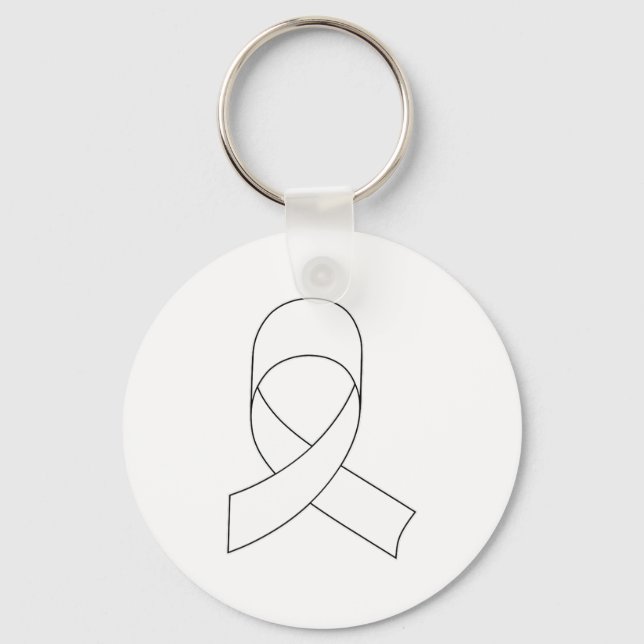 White Ribbon Drawing Key Ring (Front)