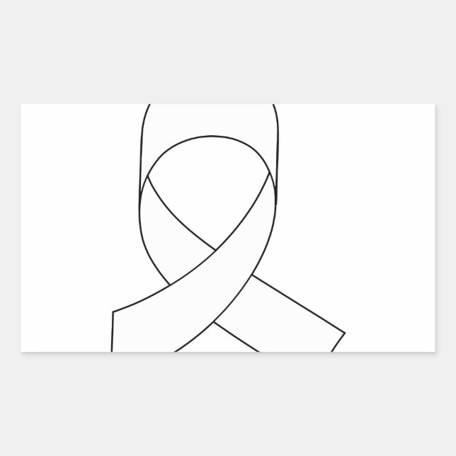 White Ribbon Drawing Rectangular Sticker (Front)