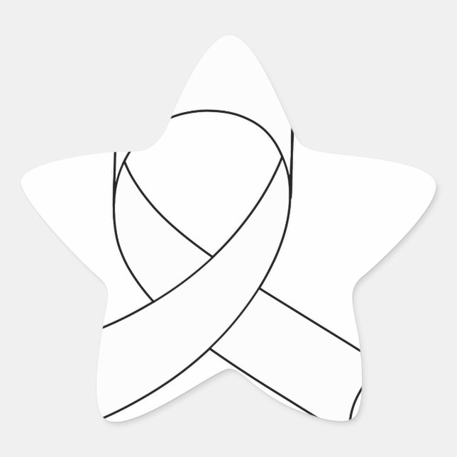 White Ribbon Drawing Star Sticker (Front)