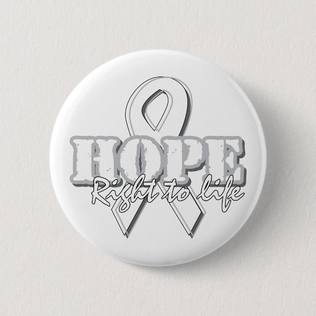 White Ribbon - Hope - Right to Life 6 Cm Round Badge (Front)