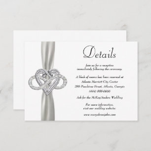 White Ribbon Infinity Heart Wedding Details Enclosure Card