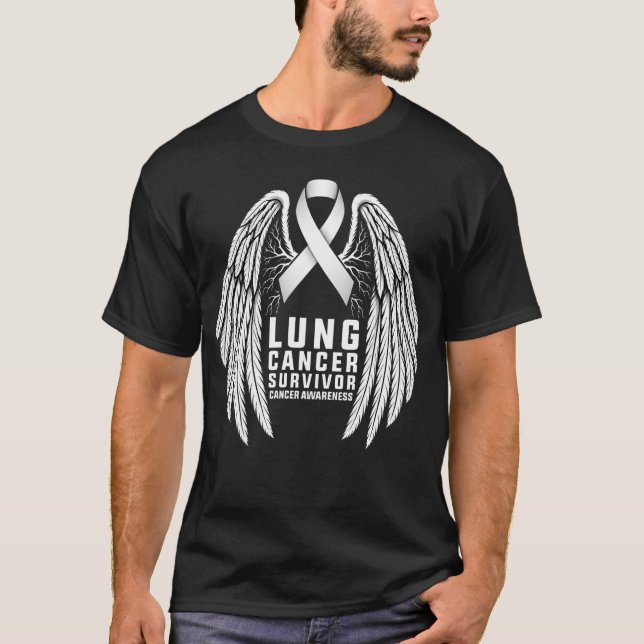 White Ribbon Lung Cancer Survivor hummingbird T-Shirt (Front)