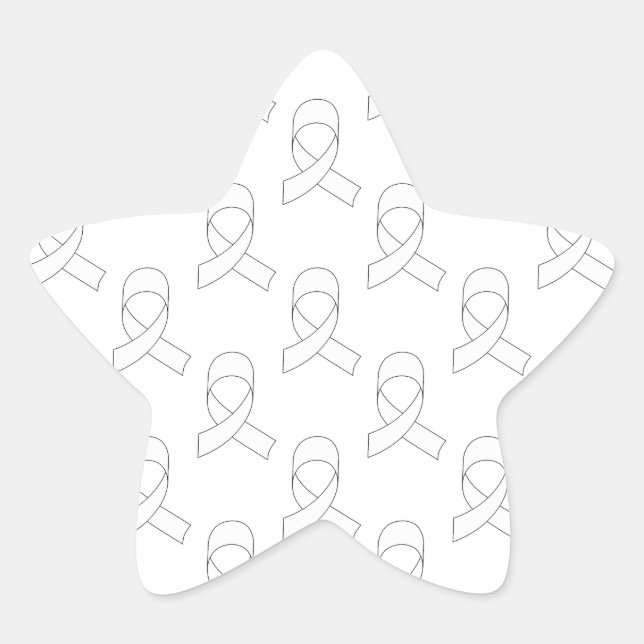 White Ribbon Pattern Star Sticker (Front)