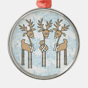 White Ribbon Reindeer Metal Tree Decoration