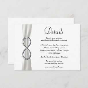 White Ribbon Silver Infinity Wedding Details Enclosure Card