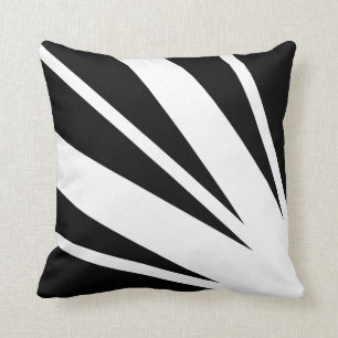 White Ribbon Stripes On Black Throw Pillow