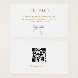 White Ribbon Wedding Details QR Enclosure Card