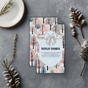 White Ribbon Winter Forest Snowflakes Baby Shower Enclosure Card