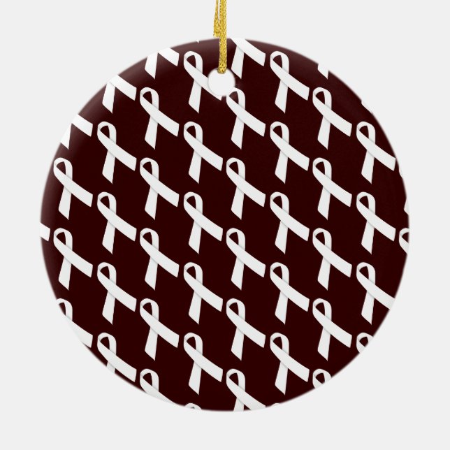 White Ribbons Ceramic Ornament (Back)