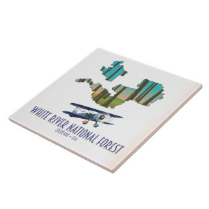 White River National Forest Colorado usa map Ceramic Tile