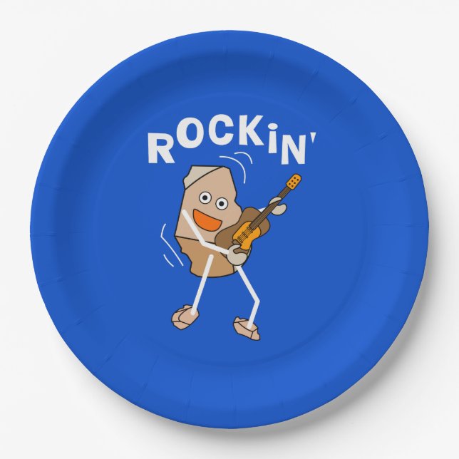 White Rockin' Guitar Paper Plate (Front)