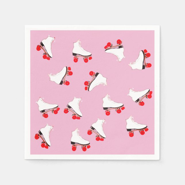 White  Roller Skates  Cocktail Napkin (Front)