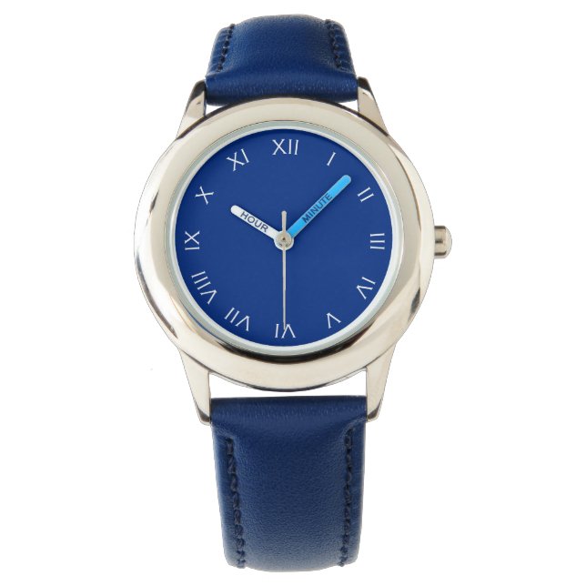 White Roman Numbers On Blue wat Watch (Front)