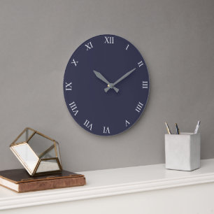 White Roman Numbers Round Clock Personalise It