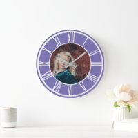 White Roman Numeral Border Lt Purple Photo Round