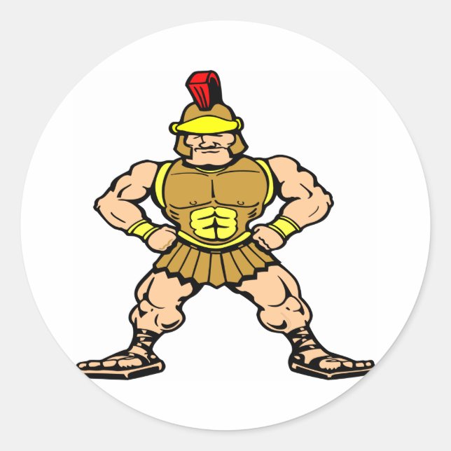 White Roman Spartan Warrior Classic Round Sticker (Front)