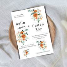 White Romantic Floral cascade wedding invitation