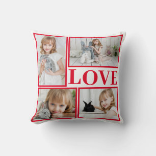 White Romantic Love 4 Pics Collage Valentine's Day Cushion
