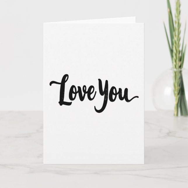 White Romantic Love You Script Card (Front)