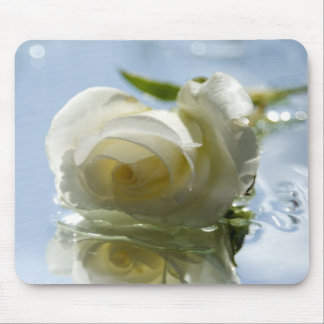 white romantic rose mouse pad