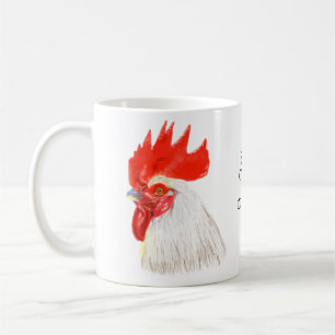 White Rooster Cockerel with your custom text Coffee Mug