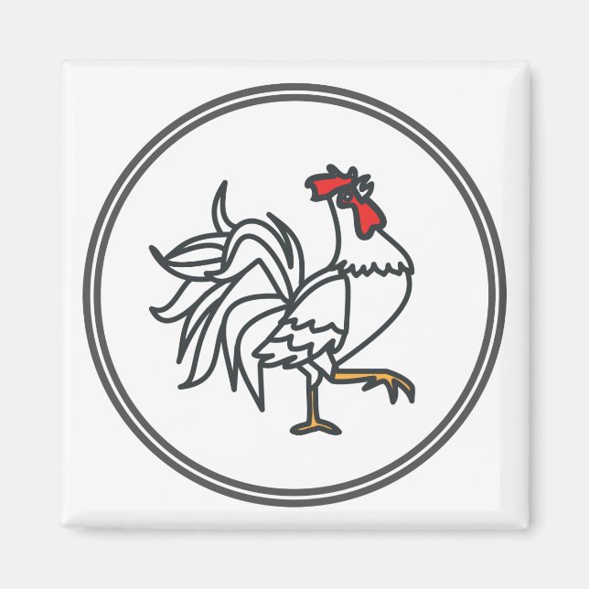 White Rooster  - Fish Prawn Crab Collection Magnet (Front)