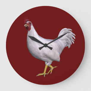 White Rooster Large Clock