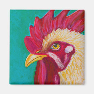 White Rooster Magnet
