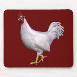 White Rooster Mouse Pad