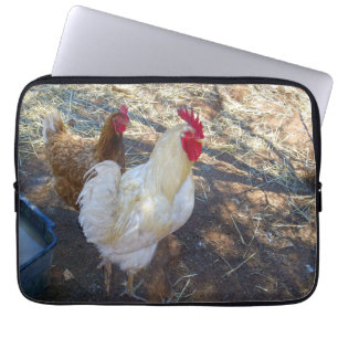 White Rooster With His Hen, Laptop Sleeve