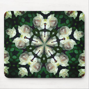 White Rose Abstract Flower Art Mouse Pad