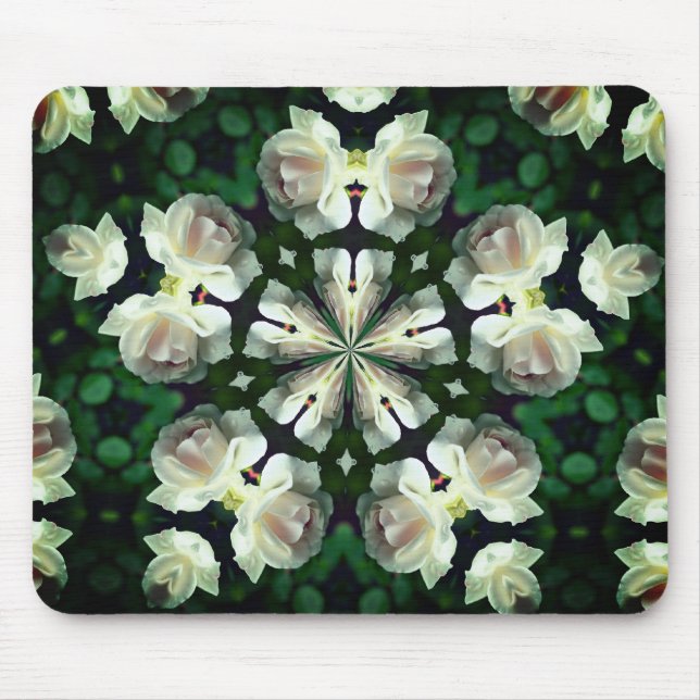 White Rose Abstract Flower Art Mouse Pad (Front)