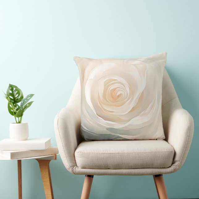 White rose abstract flower painting cushion (Chair)