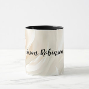 White rose abstract flower painting mug