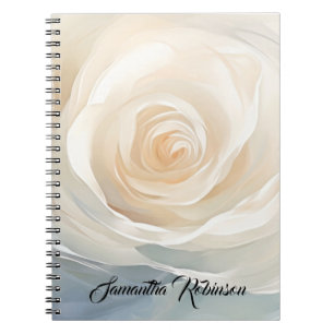 White rose abstract flower painting notebook