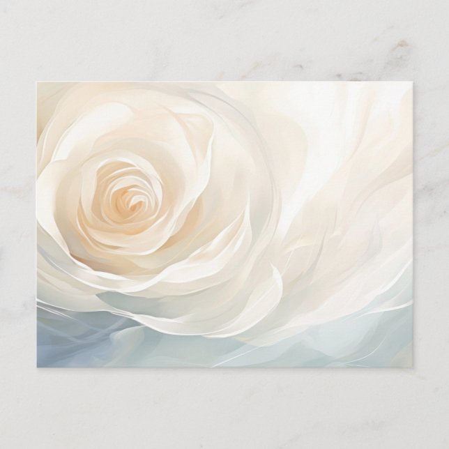 White rose abstract flower painting postcard (Front)